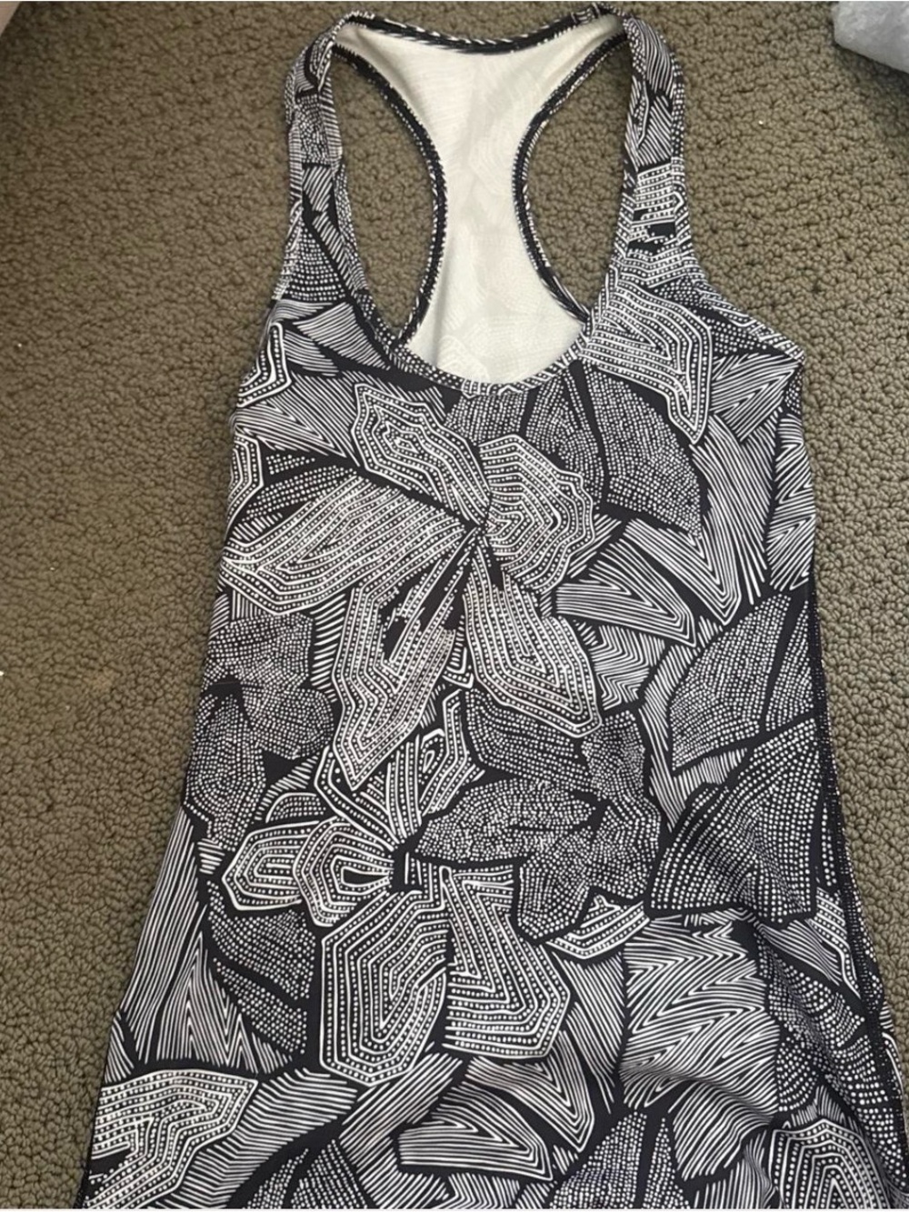 lululemon athletica Black and White Printed Racerback Tank